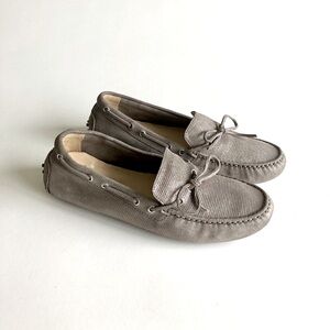 Cole Haan Grey Silver Fabric Driver Loafers size 8.5